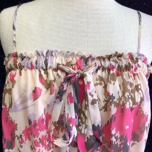 Primrose Pink Floral Print Spaghetti Strap Top Size Small
